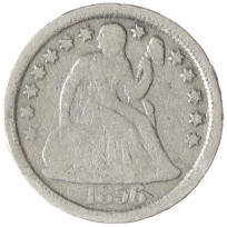Монета США 10 центов 1856