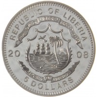 Либерия 5 долларов 2008 набор монет Танки второй мировой войны