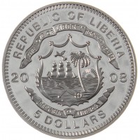 Либерия 5 долларов 2008 набор монет Танки второй мировой войны
