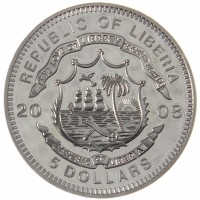 Либерия 5 долларов 2008 набор монет Танки второй мировой войны