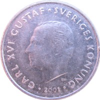 Монета Швеция 1 крона 2001