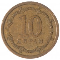 Монета Таджикистан 10 дирамов 2006