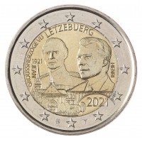 Монета Люксембург 2 евро 2021 100 лет со дня рождения великого герцога Жана