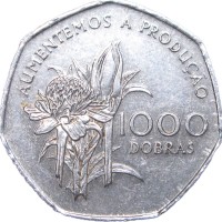 Монета Сан-Томе и Принсипи 1000 добр 1997