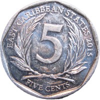 Монета Карибы 5 центов 2015