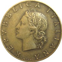 Монета Италия 20 лир 1958