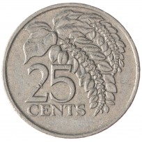 Монета Тринидад и Тобаго 25 центов 1993