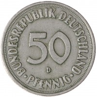 Монета Германия 50 пфеннигов 1967