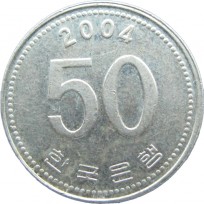 Монета Южная Корея 50 вон 2004