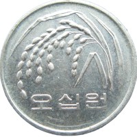 Монета Южная Корея 50 вон 2004