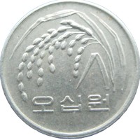 Монета Южная Корея 50 вон 2002