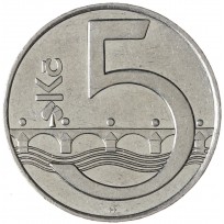 Монета Чехия 5 крон 1993