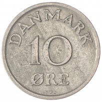 Монета Дания 10 эре 1950