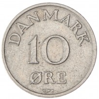 Монета Дания 10 эре 1955