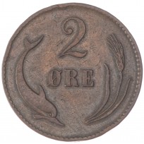 Монета Дания 2 эре 1874