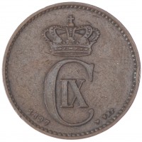 Монета Дания 2 эре 1897