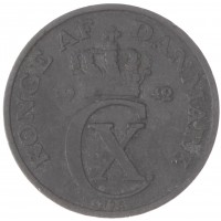 Монета Дания 2 эре 1942