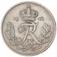 Монета Дания 25 эре 1948