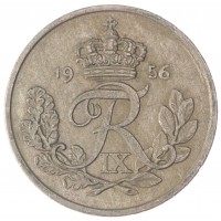 Монета Дания 25 эре 1956