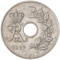 Монета Дания 25 эре 1967