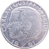 Швеция 1 крона 1991
