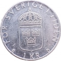 Монета Швеция 1 крона 1991