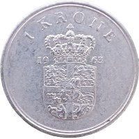 Монета Дания 1 крона 1963