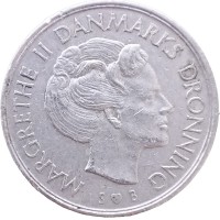 Монета Дания 1 крона 1973