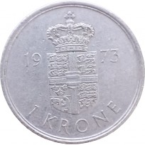 Монета Дания 1 крона 1973