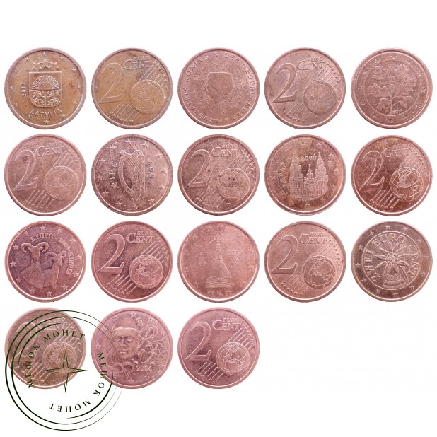 Набор монет 2 евроцента (9 монет) — 937046184