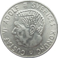 Монета Швеция 1 крона 1970