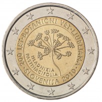 Монета Словения 2 евро 2010 Ботанический сад