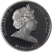 Монета Острова Кука 10 долларов 2008 Русский царь Александр II Николаевич