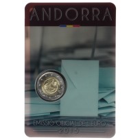 Монета Андорра 2 евро 2015 30 лет принятия возраста совершеннолетия в 18 лет