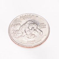 Монета США 25 центов 2008 Аляска
