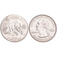 Монета США 25 центов 2008 Аляска