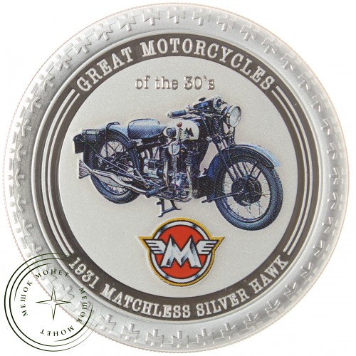 Острова Кука 2 доллара 2007 Мотоциклы 30-х: Matchless Silver Hawk — 32437461