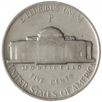 Монета США 5 центов 1944