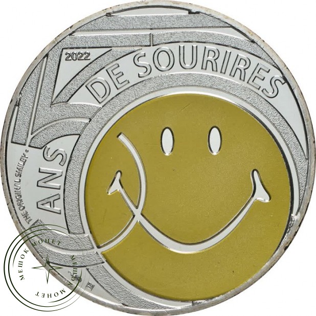 Франция 10 евро 2022 50 лет смайлу