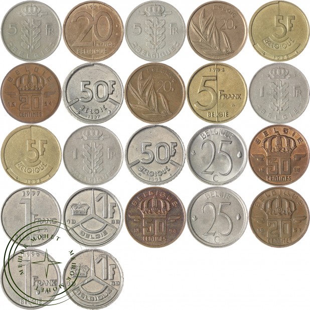 Набор монет Бельгии (22 монеты)