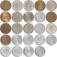 Набор монет Чехословакии и Чехии (24 монеты)