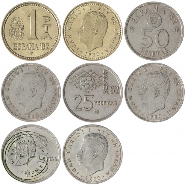 Набор монет Испании Чемпионат мира по футболу 1982 (4 монеты)