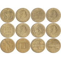 Набор монет Италии 200 лир (6 монет)