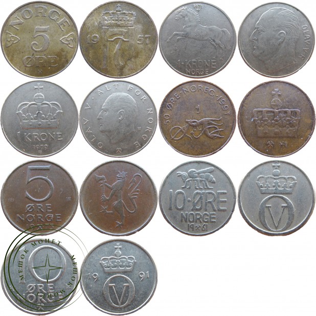 Набор монет Норвегии (7 монет)