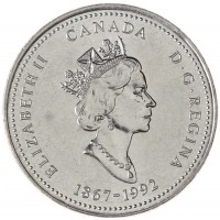 Монета Канада 25 центов 1992 Юбилей конфедерации Манитоба