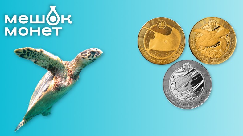 Морская жизнь Каймановых островов на новых золотых и серебряных монетах