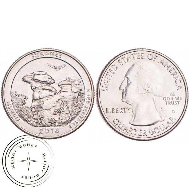 США 25 центов 2016 Национальный заповедник Шони