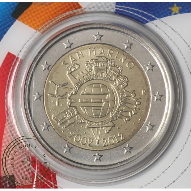 Сан-Марино 2 евро 2012 10 лет наличному обращению евро (буклет)