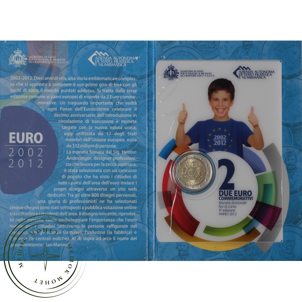 Сан-Марино 2 евро 2012 10 лет наличному обращению евро (буклет)