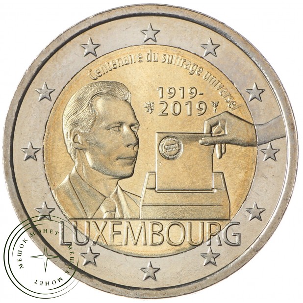 Люксембург 2 евро 2019 100-летие всеобщего избирательного права в Люксембурге